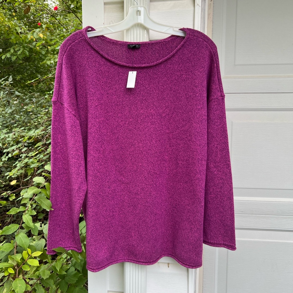 NWT Talbots Pretty Varigated Purples Boat Neck Long Sleeve Sweater